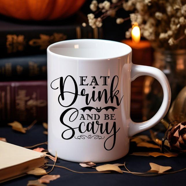 Caneca De Café Eat Drink and be Scary Funny Halloween (Criador carregado)