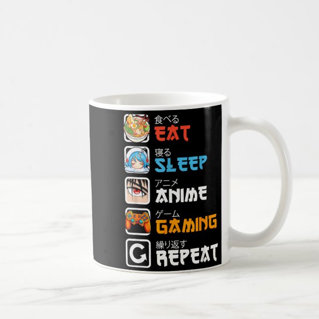 Caneca De Café Eat Sleep Anime Gaming Repeat Gamer Men Teen Boy G (Direita)