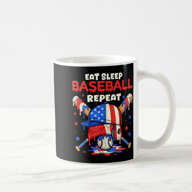 Caneca De Café Eat Sleep Baseball Repeat Funny Ice Cream Drip Cro (Direita)
