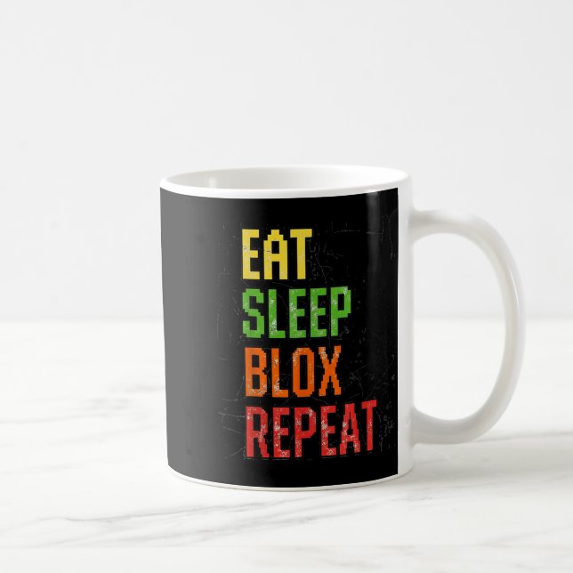 Caneca De Café Eat Sleep Blox Repeat, Blox Gaming, Funny Blox Cos (Direita)