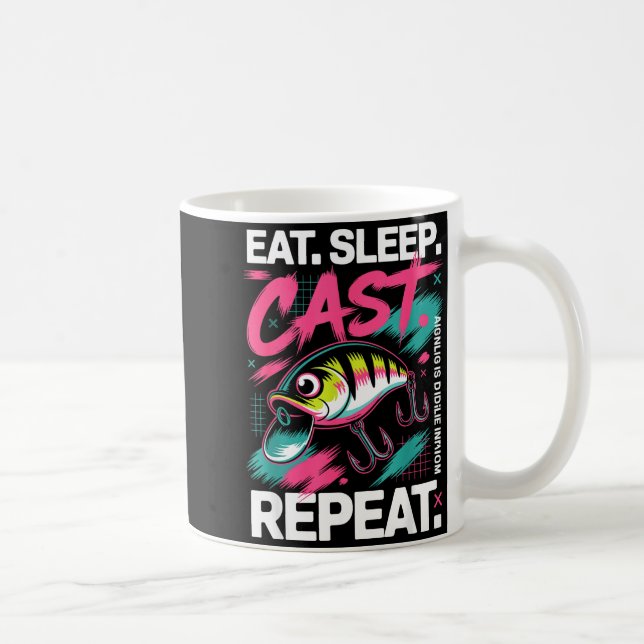Caneca De Café Eat Sleep Cast Repeat Fishing Lover Men Dad Christ (Direita)