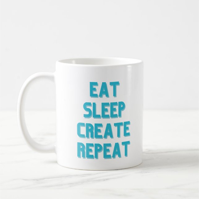 Caneca De Café Eat Sleep Criar Repetir (Esquerda)