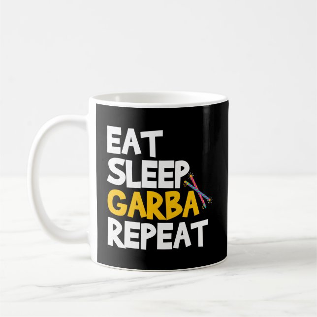 Caneca De Café Eat Sleep Garba Repete Desi Gujarati Navratri (Esquerda)