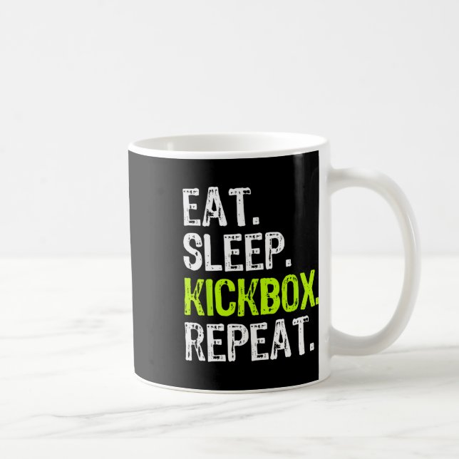 Caneca De Café Eat Sleep Kickbox Repeat Kickboxing Kick Boxing Fu (Direita)