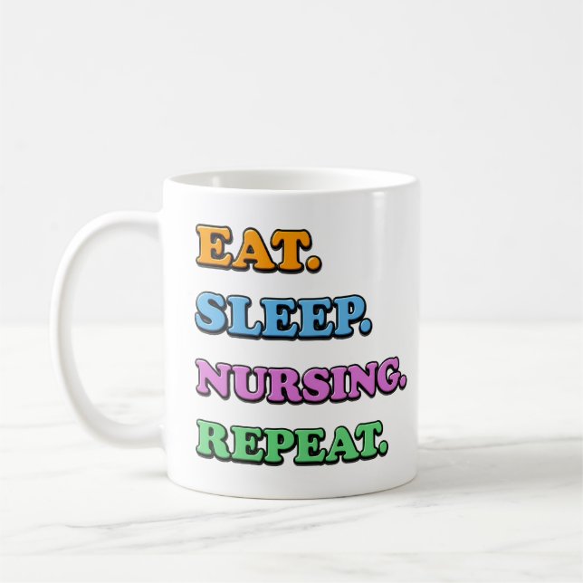 Caneca De Café eat sleep nursing reprat (Esquerda)