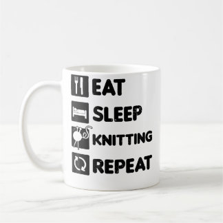 Caneca De Café Eat Sleep Repeat Design Knitting Grandma