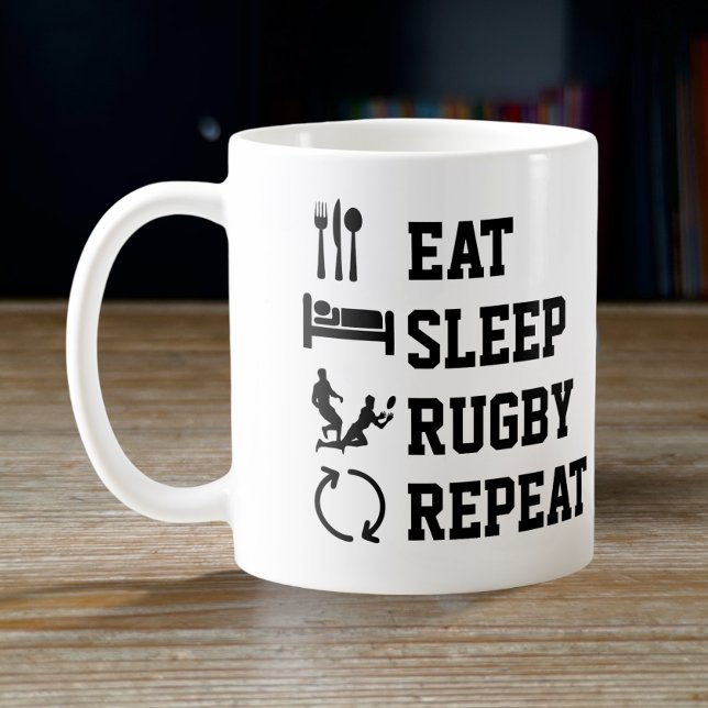 Caneca De Café Eat Sleep Rugby Repete Esporte (Criador carregado)