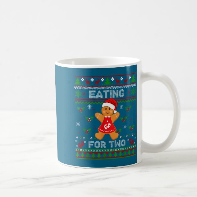 Caneca De Café Eating For Two Pregnancy Announcement Ugly Sweater (Direita)