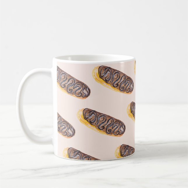 Caneca De Café Eclairs de Aquarela Donuts Diversão Capricho Doce (Esquerda)