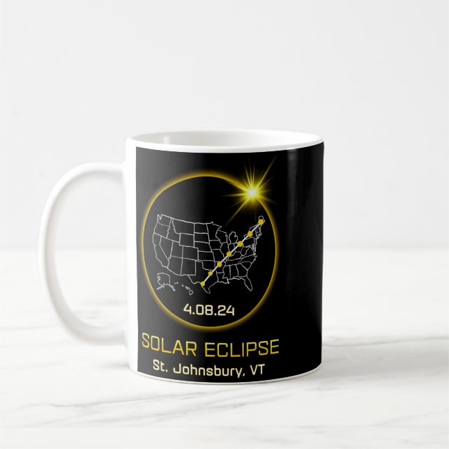 Caneca De Café Eclipse Solar 2024 St Johnsbury Vt Vermont (Esquerda)