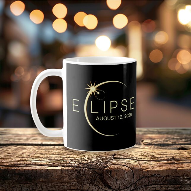 Caneca De Café Eclipse Solar de Astronomia Evento 2026 (Solar Eclipse Astronomy Event 2026 Coffee Mug)