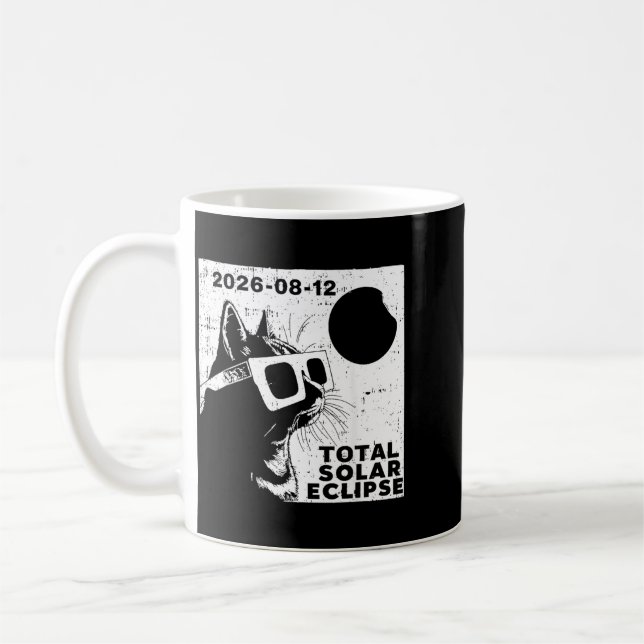 Caneca De Café Eclipse Solar Total 2026 Amante de Gatos (Esquerda)