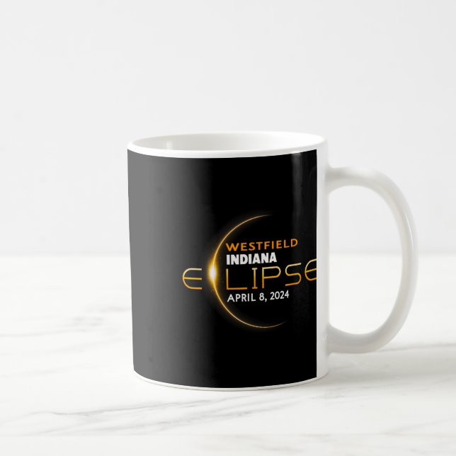 Caneca De Café Eclipse Solar Total de Westfield Indiana 2024 (Direita)