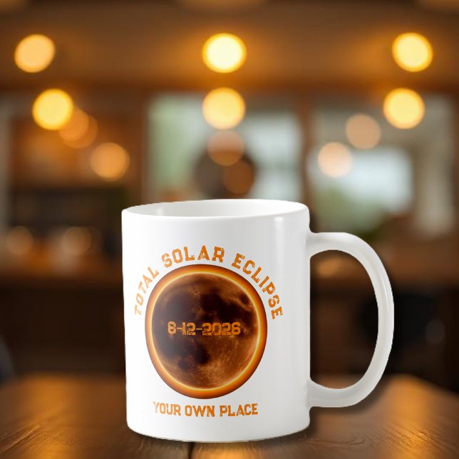 Caneca De Café Eclipse Total do Sol 12 de Agosto de 2026 (Total Solar Eclipse August 12 2026 Coffee Mug souvenir keepsake)