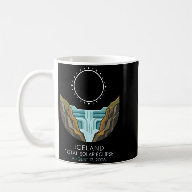 Caneca De Café Eclipse Total do Sol na Islândia 2026 Evento Celes (Esquerda)