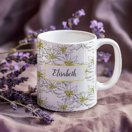 Caneca De Café Edelweiss - Cor de Água Personalizada Ilustrada À 