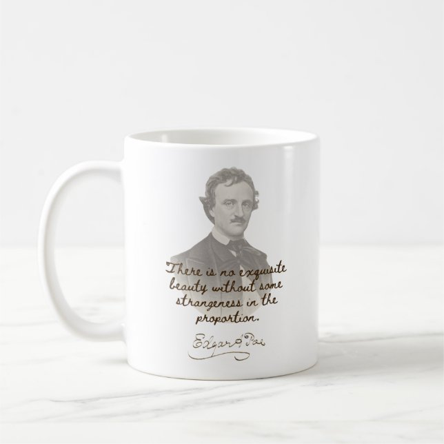Caneca De Café Edgar Allan Poe Cita Mug - Beleza Excelente (Esquerda)