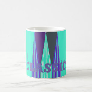 Caneca De Café Edgy Blue Purple Cyan Chevron Art Impressão