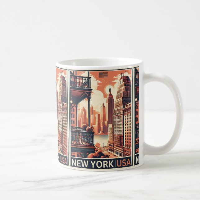 Caneca De Café Edifícios da cidade de Nova York Vista da varanda  (Direita)