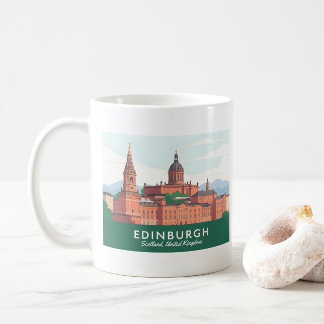 Caneca De Café Edimburgo Escócia Reino Unido Pastel Viagem (Com Donut)