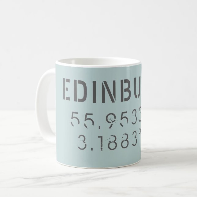 Caneca De Café Edinburgh Latitude & Longitude (Frente Esquerda)
