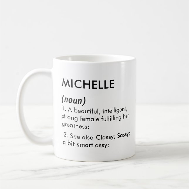Caneca De Café Editable Michelle name definition, custom name (Esquerda)