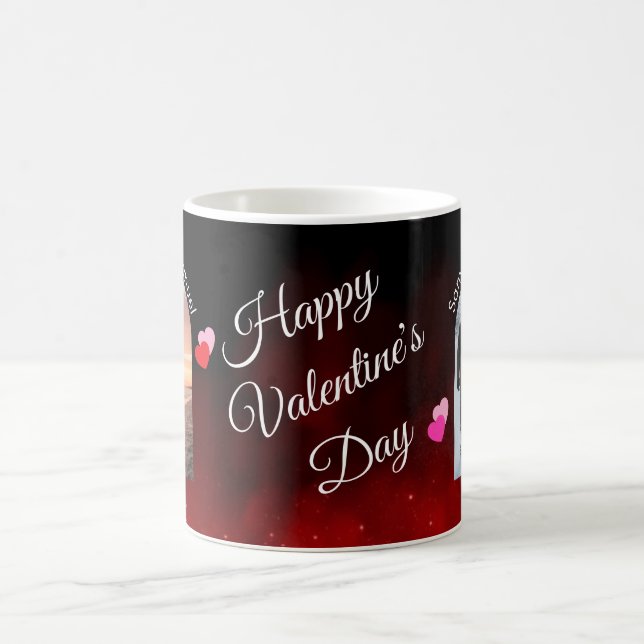 Caneca De Café Editable Name Family Photo Valentine's (Centro)
