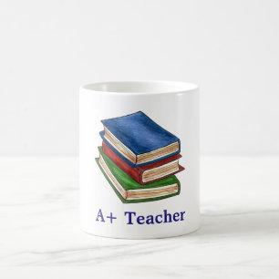 Caneca De Café Educação em Pilha de Livros de Biblioteca de Profe