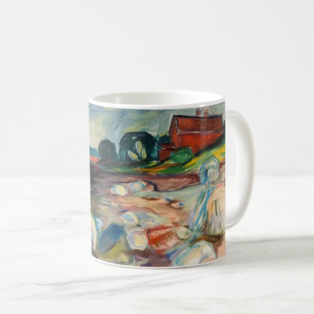Caneca De Café Edvard Munch - Shore com Casa Vermelha (Frente Esquerda)