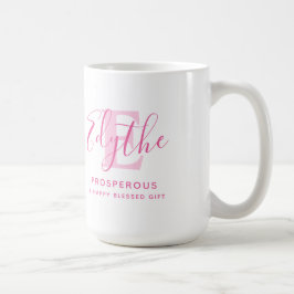 Caneca De Café Edythe nome que significa monograma de texto rosa