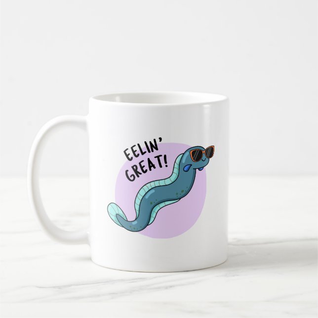 Caneca De Café Eelin Excelente Engraçado Slippery Eel Pun (Esquerda)