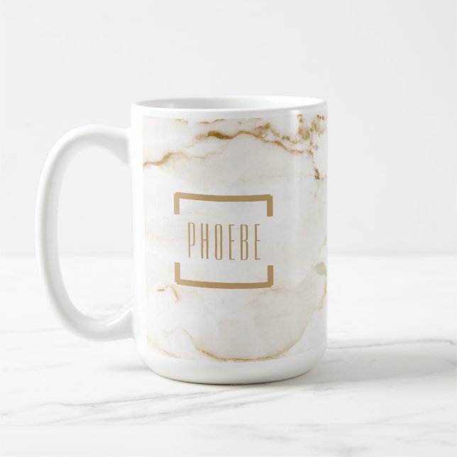 Caneca De Café Efeito de Mármore Dourado Moderno (Esquerda)
