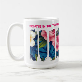 Caneca De Café Efeito de pincel floral tropical