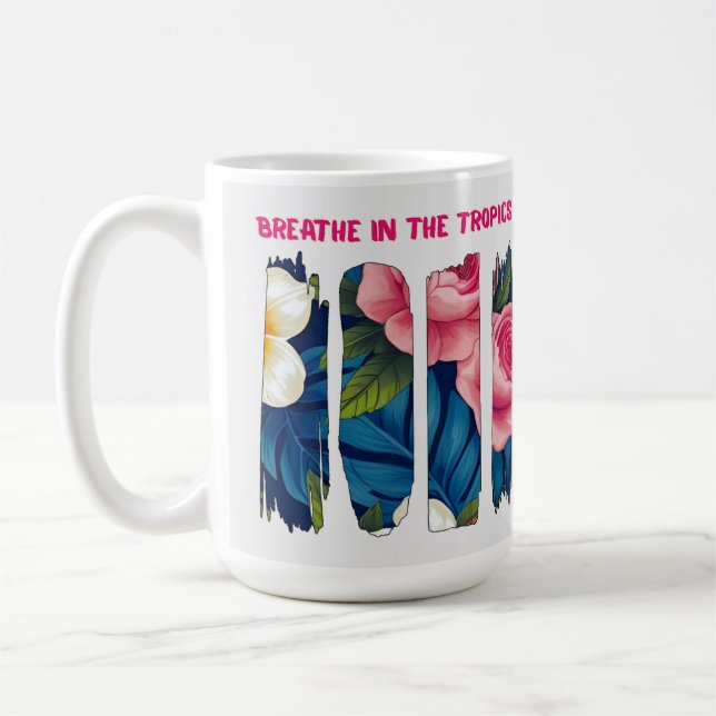 Caneca De Café Efeito de pincel floral tropical (Esquerda)
