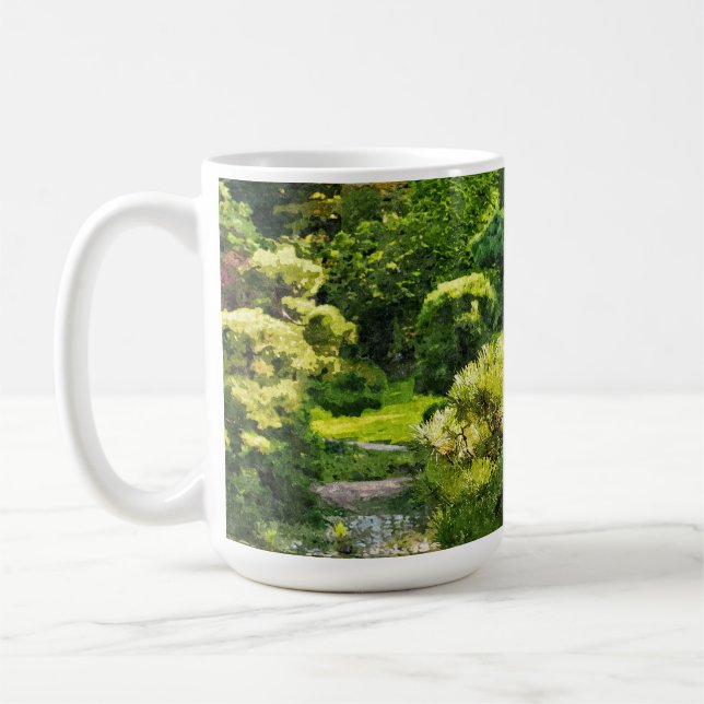 Caneca De Café Efeito de Pintura de Jardim Japonês Paisagem (Esquerda)
