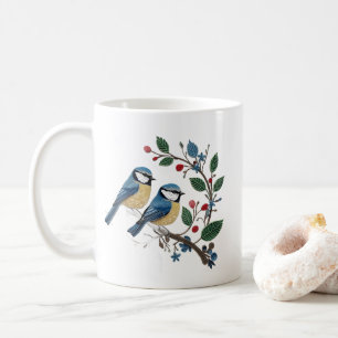 Caneca De Café Efeito de Quilling de Casa de Campo Pássaros em um