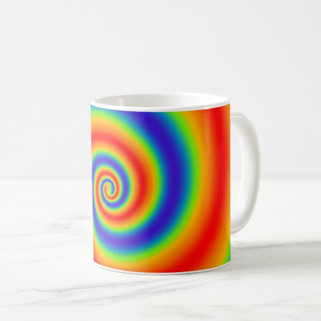 Caneca De Café Efeito Espiral Colorido Gradiente Original (Frente Esquerda)