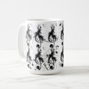 Caneca De Café Efeitos de fumaça em preto e branco da nota music