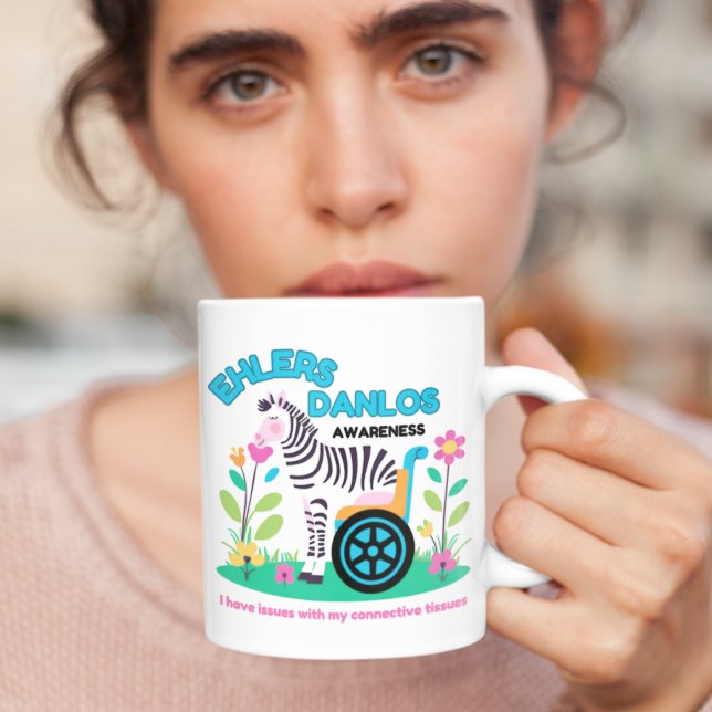 Caneca De Café Ehlers Danlos Consciência Zebra Mug (Spread EDS awareness with this zebra, "I have issues with my connective tissues" mug!)
