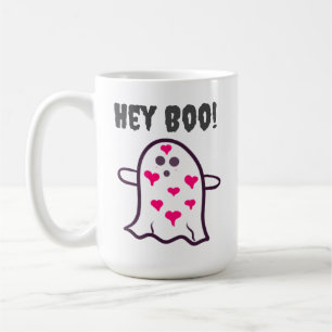 Caneca De Café Ei, Boo! Fantasma coberto em corações