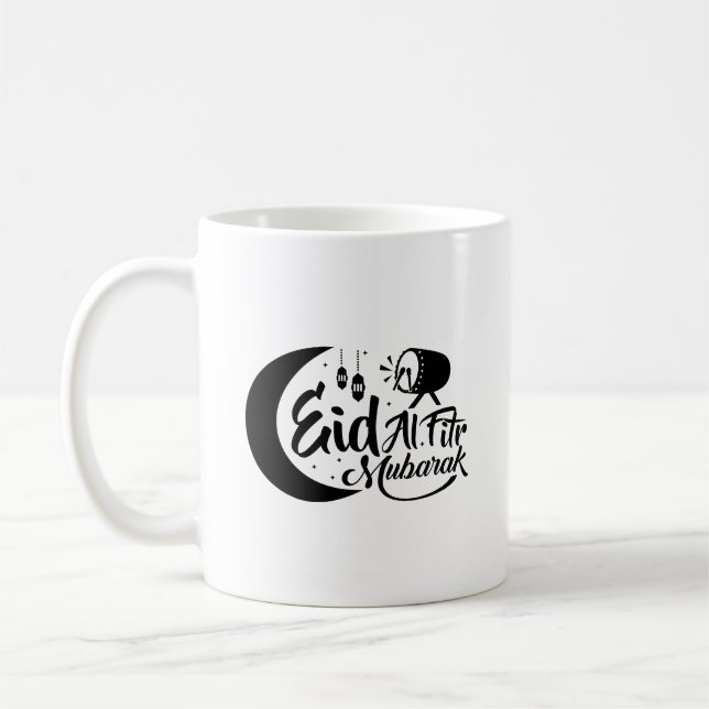 Caneca De Café Eid Al-Fitr Mubarak Typografia Mug (Esquerda)