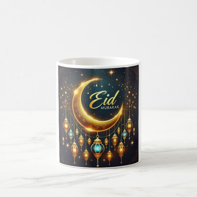 Caneca De Café Eid Mubarak Crescent Moon & Lanternas (Centro)