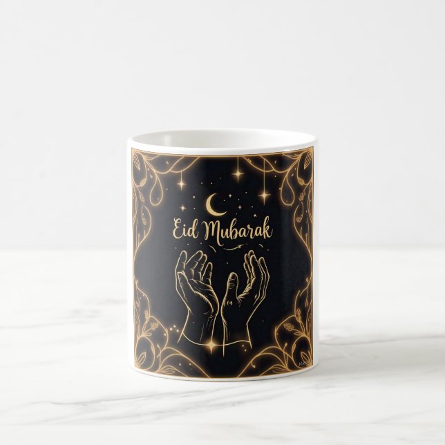 Caneca De Café Eid Mubarak Dua Mãos (Centro)
