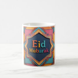 Caneca De Café Eid Mubarak Geométrico Vibrante