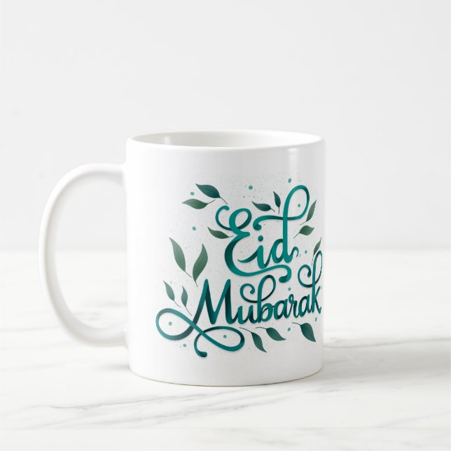 Caneca De Café Eid Mubarak na Caligrafia Árabe em Cor Verde (Esquerda)