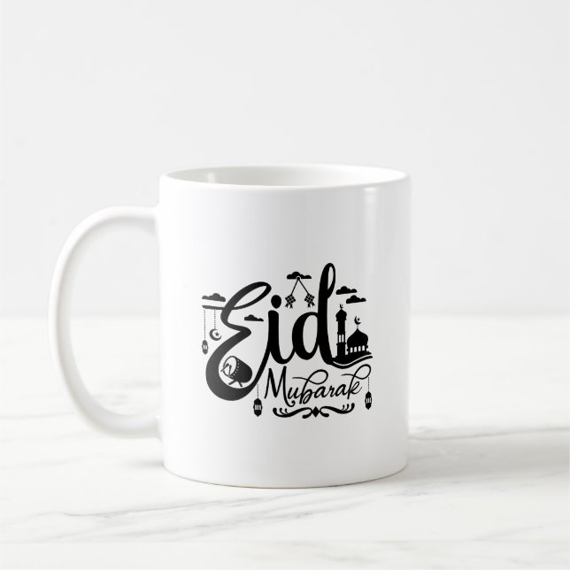 Caneca De Café Eid Mubarak Typografia Mug (Esquerda)