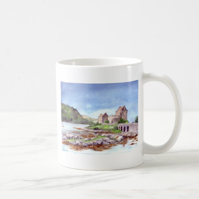 Caneca De Café Eilean Donan Castle Watercolor Painting (Direita)