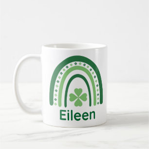 Caneca De Café Eileen Name Clover Boho Rainbow