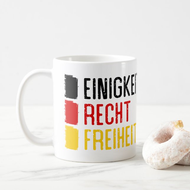 Caneca De Café Einigkeit Recht Freiheit, Motto Da Alemanha (Com Donut)