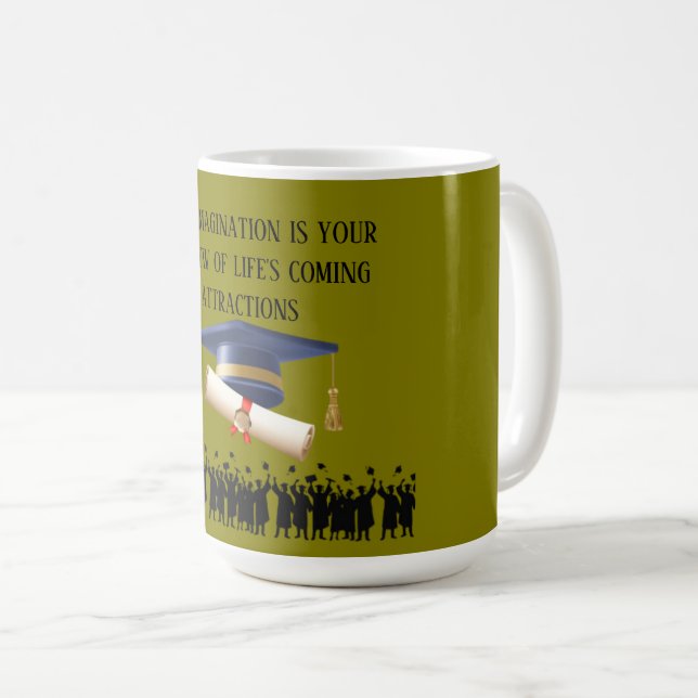 Caneca De Café Einstein's graduation motto olive (Frente Esquerda)
